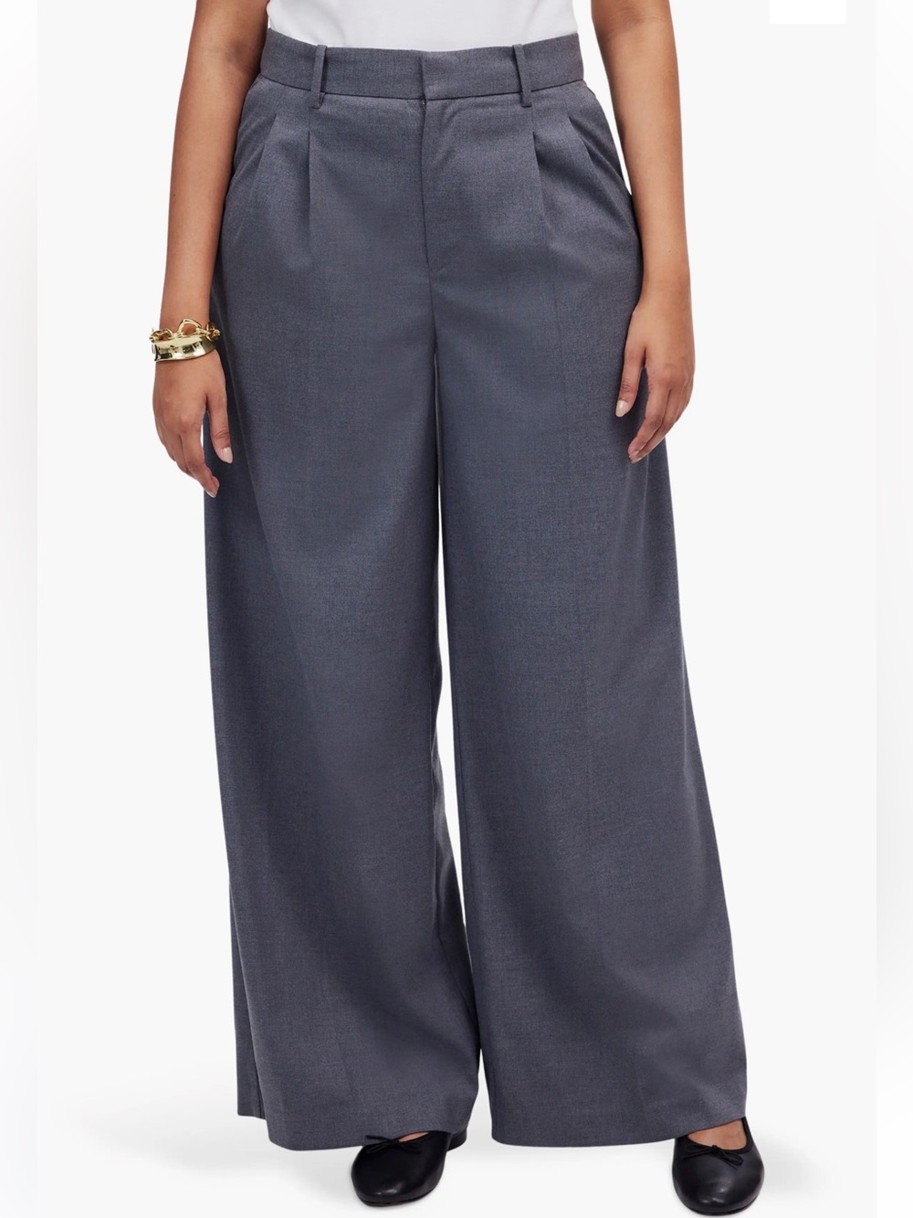 The Harlow Superwide Leg Twill Pants Grey size 2